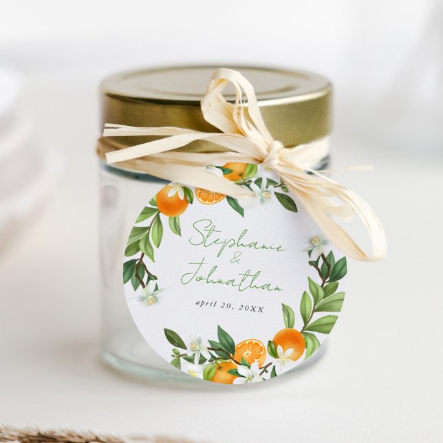Étiquettes Cadeau Mariage d'aquarelle mandarin orange (Mandarin Orange Watercolor Wedding Favor Tags)