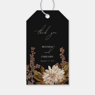 Étiquettes-cadeau Mariage de automne d'aquarelle noire florale d'aut