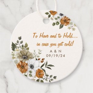 Étiquettes Cadeau Mariage de automne Jeu Blanche Fleurs Rustiques