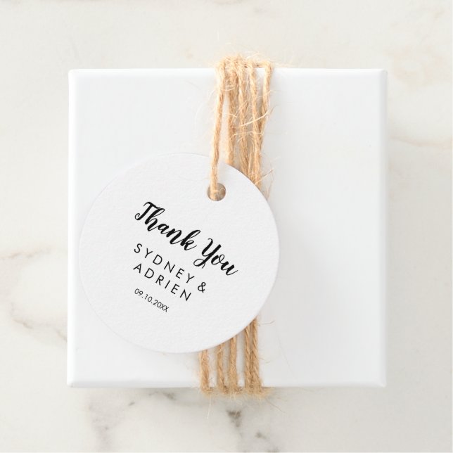 Étiquettes Cadeau Mariage de calligraphie simple Merci (En situation)