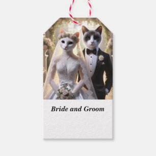 Étiquettes-cadeau Mariage de chat sur le thème de la mariée et la ch