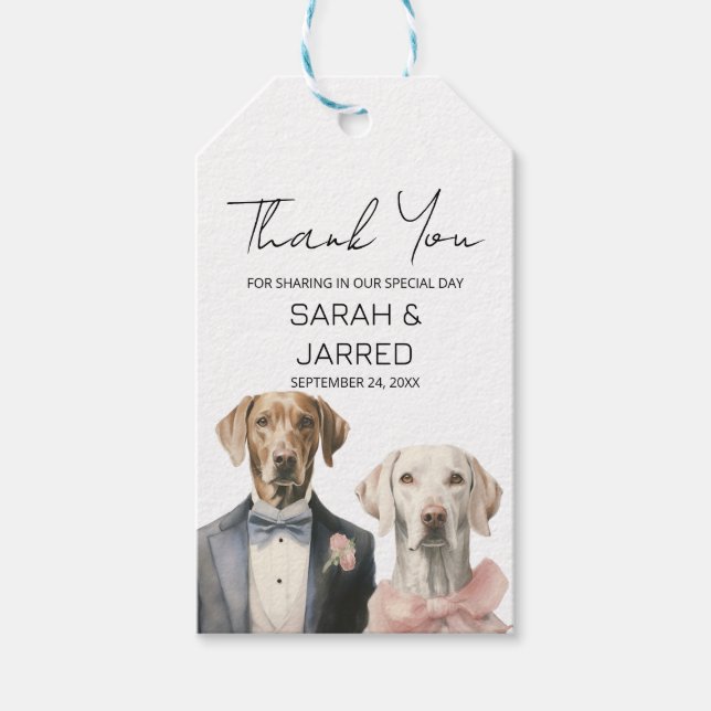 Étiquettes-cadeau Mariage de Chien Mariée & Marié (Devant)