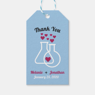 Étiquettes-cadeau Mariage de coeur de chimie moderne Merci