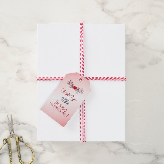 Étiquettes-cadeau Mariage de coeur romantique (Avec de la ficelle)