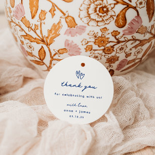 Étiquettes Cadeau Mariage de coeur Whimsical Blue Doodle
