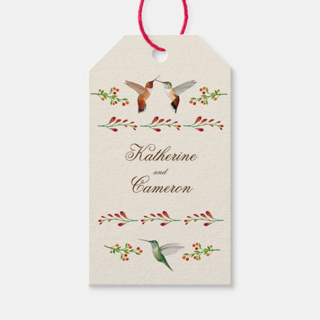Étiquettes-cadeau Mariage de colibri (Devant)