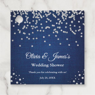 Étiquettes Cadeau Mariage de couple en denim bleu diamants perles do