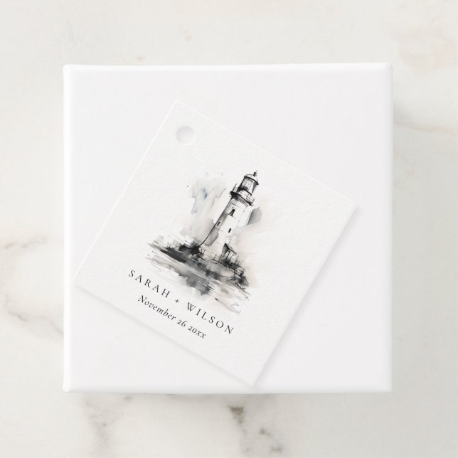 Étiquettes Cadeau Mariage de croquis noir et blanc (En situation)