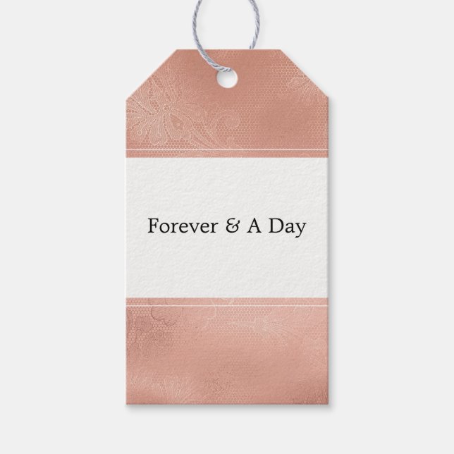 Étiquettes-cadeau Mariage de dentelle rose Glam (Devant)