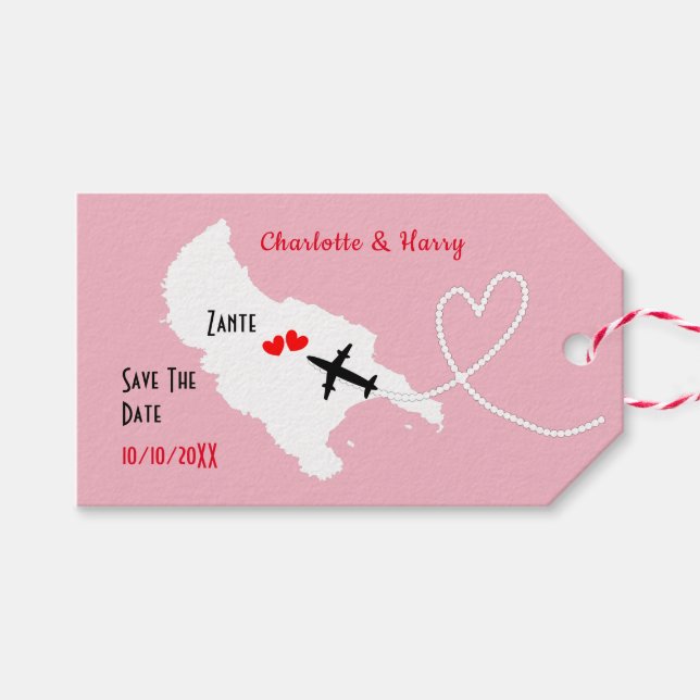 Étiquettes-cadeau Mariage de destination Enregistrer la date (Devant (Horizontal))