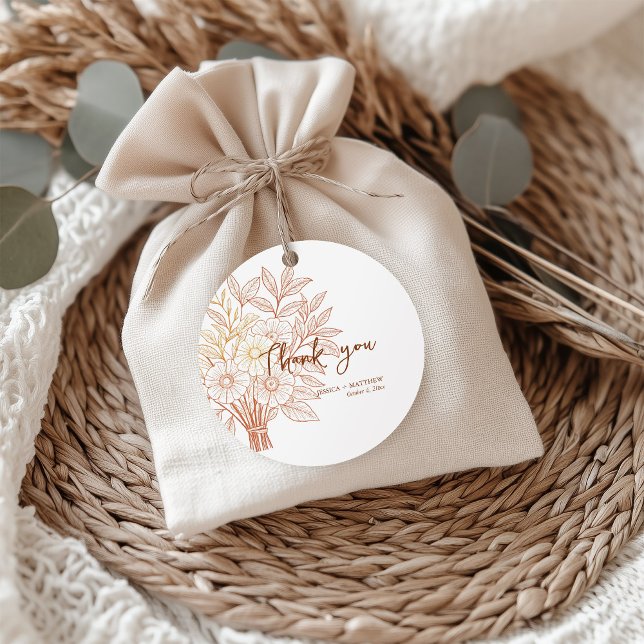 Étiquettes Cadeau Mariage de feuillage d'automne moderne à la main (Créateur téléchargé)