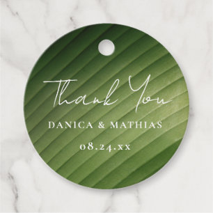 Étiquettes Cadeau Mariage de feuille de banane tropicale moderne