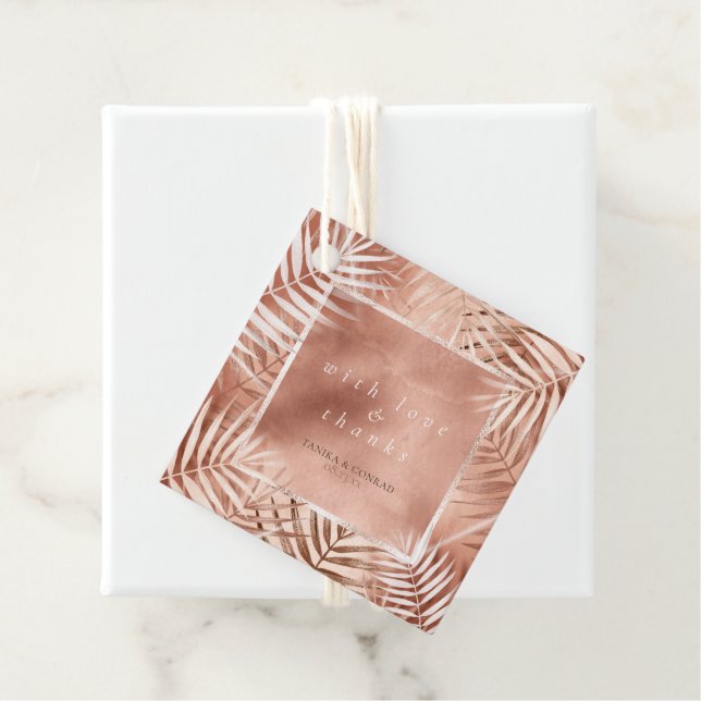 Étiquettes Cadeau Mariage de feuille de palme luxuriante Merci Terra (En situation)