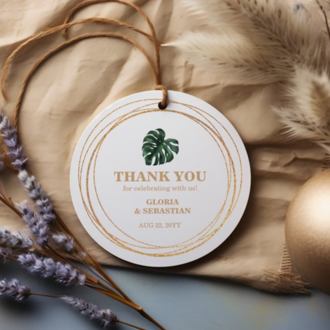 Étiquettes Cadeau Mariage de feuille de palme tropicale (Créateur téléchargé)