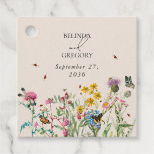 Étiquettes Cadeau Mariage de Fleur sauvage d'aquarelle Jardin & Inse