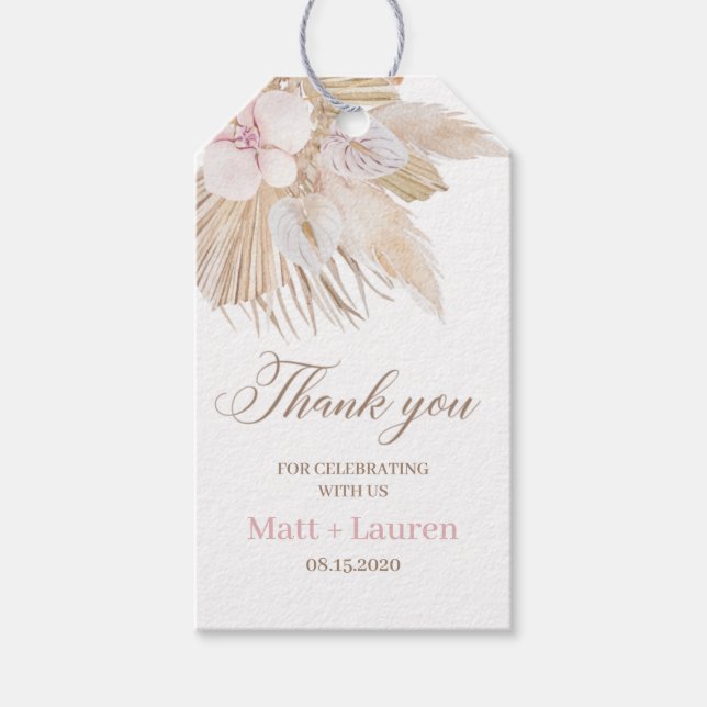 Étiquettes-cadeau Mariage de gazon Pampas (Devant)