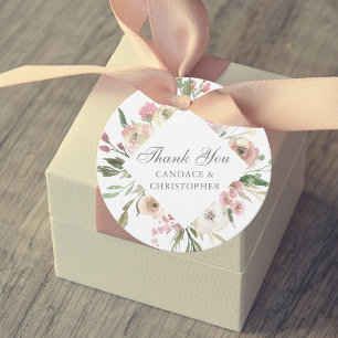 Étiquettes Cadeau Mariage de jardin élégant à motif floral rose tend