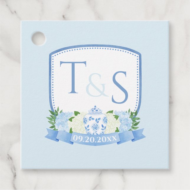 Étiquettes Cadeau Mariage de la crête Monogram Jar intemporel (Devant)