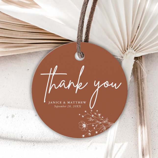 Étiquettes Cadeau Mariage de Merci de Boho Orange Brûlé (Créateur téléchargé)