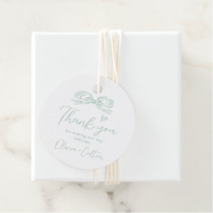 Étiquettes Cadeau Mariage de Merci de  de Bow Elegant Vert