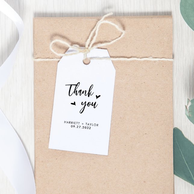 Étiquettes-cadeau Mariage de Merci de script de coeur simple et agré (Créateur téléchargé)