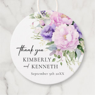 Étiquettes Cadeau Mariage de Merci Floral rose violet