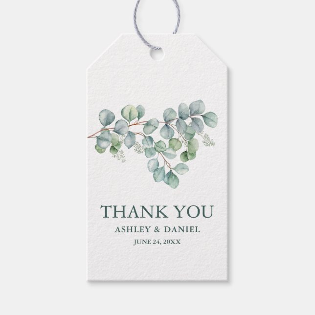 Étiquettes-cadeau Mariage de Merci moderne Eucalyptus (Devant)