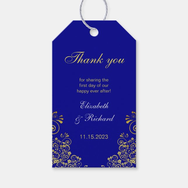 Étiquettes-cadeau Mariage de Merci stylé bleu marine (Devant)