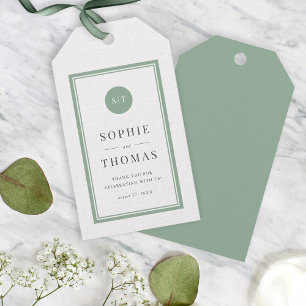 Étiquettes-cadeau Mariage de monogramme arrondi de couleur classique