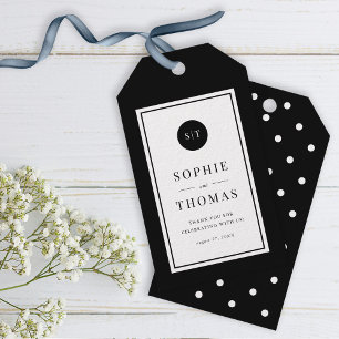 Étiquettes-cadeau Mariage de monogramme arrondi de couleur classique