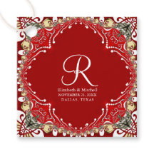 Mariage de monogramme Batik de Bohême Rouge