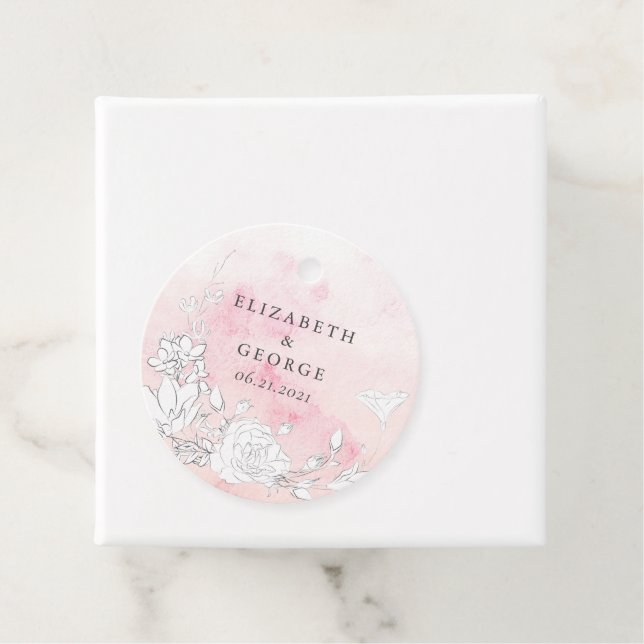 Étiquettes Cadeau Mariage de monogramme flou moderne (En situation)