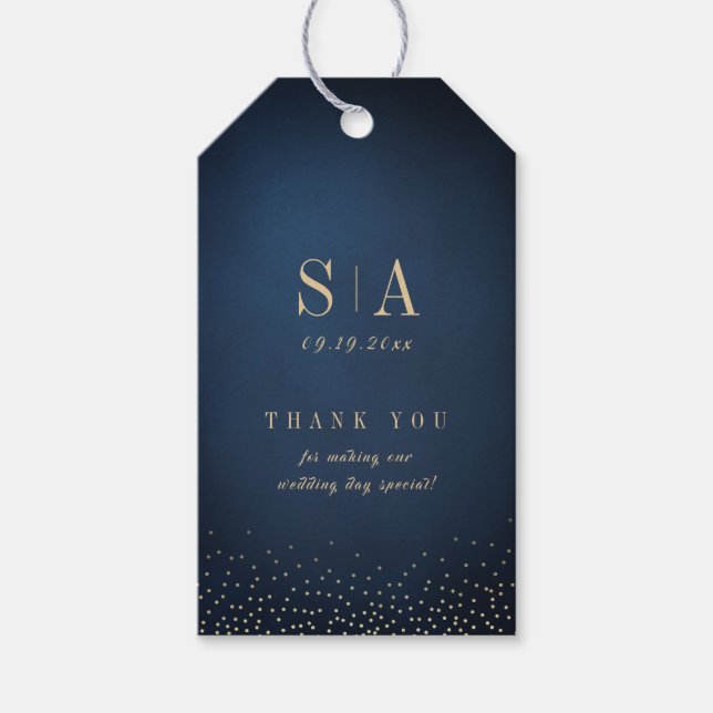 Étiquettes-cadeau Mariage de monogramme sophistiqué Parties scintill (Devant)