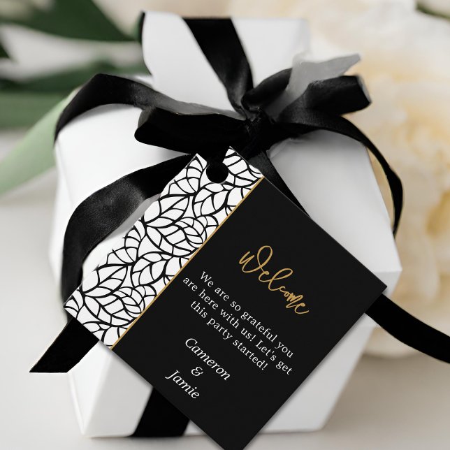 Étiquettes Cadeau Mariage de Motif de feuillage Abstrait (Abstract Foliage Pattern Wedding Favor Tags)