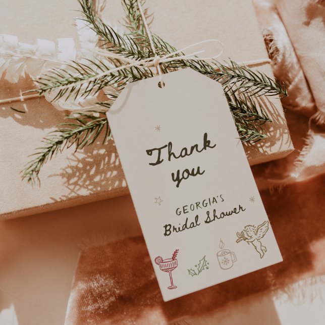 Étiquettes-cadeau Mariage de Noël Dessiné à la Main (Créateur téléchargé)