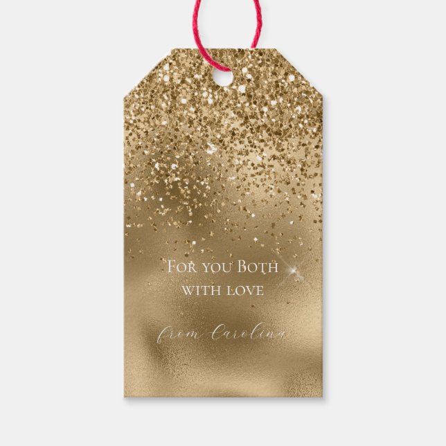 Étiquettes-cadeau Mariage de Parties scintillant Gold Glam (Devant)