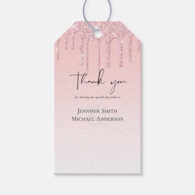 Étiquettes-cadeau MARIAGE de Parties scintillant rose (Devant)