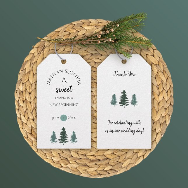 Étiquettes-cadeau Mariage de pins fin doux (Créateur téléchargé)