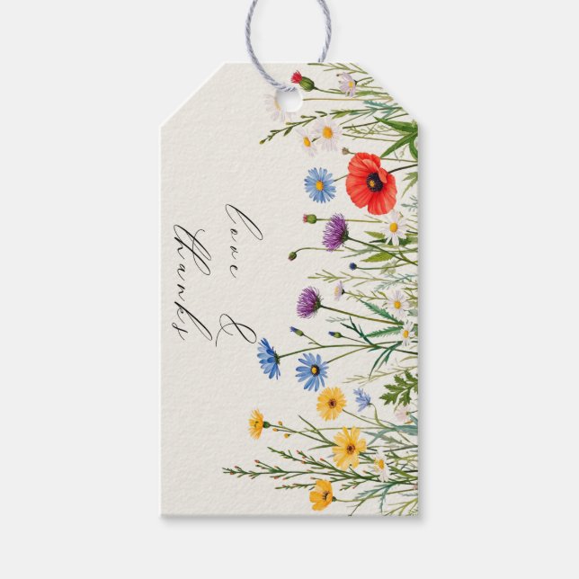 Étiquettes-cadeau Mariage de prairie sauvage de printemps (Devant)