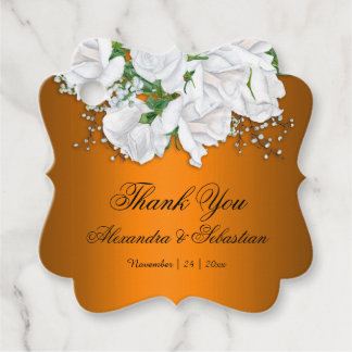 Étiquettes Cadeau Mariage de roses orange et blanc