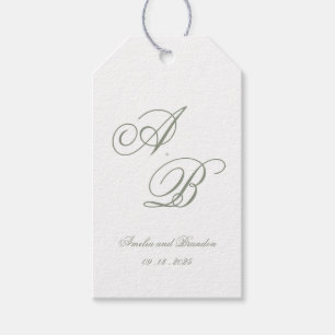 Étiquettes-cadeau Mariage de script de monogramme de format classiqu