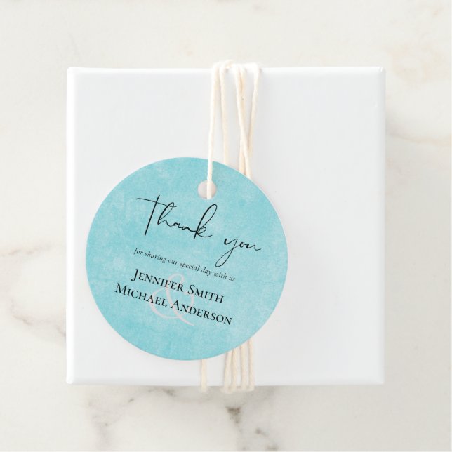 Étiquettes Cadeau MARIAGE de script jaune Turquoise BUDGET (En situation)