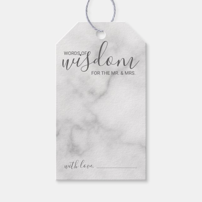 Étiquettes-cadeau Mariage de script moderne Conseils et souhaits Mar (Devant)