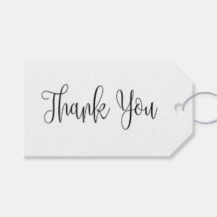 Étiquettes-cadeau Mariage de script simple en noir et blanc merci