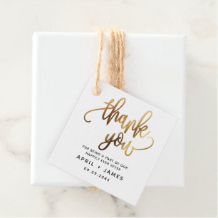Étiquettes Cadeau Mariage de typographie de script Gold Lovely