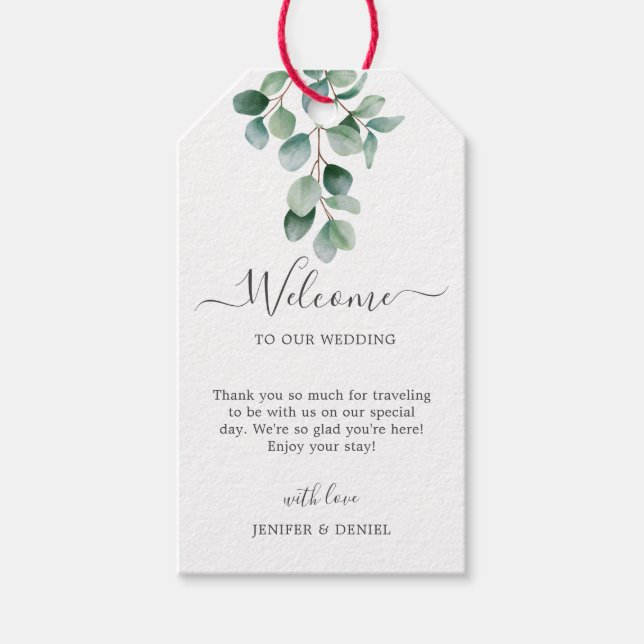 Étiquettes-cadeau Mariage de verdure botanique d'Eucalyptus (Devant)