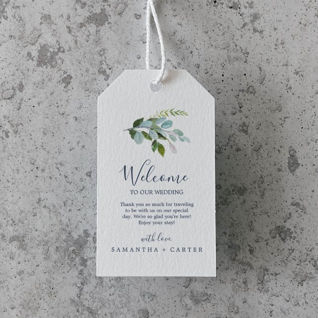 Étiquettes-cadeau Mariage de verdure d'été Bienvenue (Créateur téléchargé)