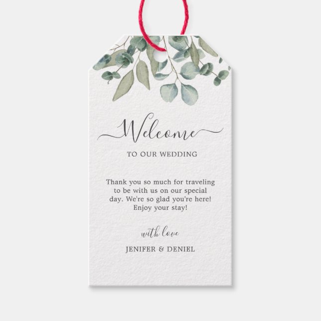 Étiquettes-cadeau Mariage de verdure Eucalyptus (Devant)