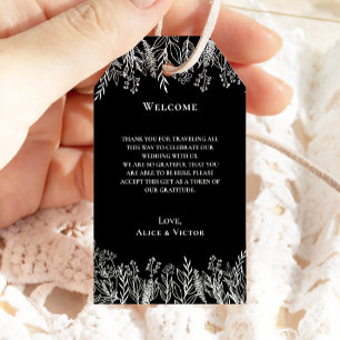 Étiquettes-cadeau Mariage de verdure noir et blanc