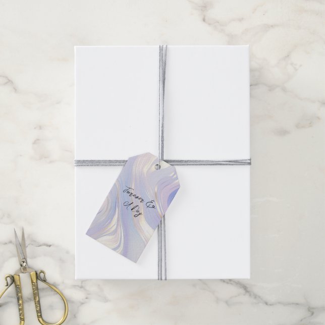Étiquettes-cadeau Mariage de verre doré Lavender (Avec de la ficelle)